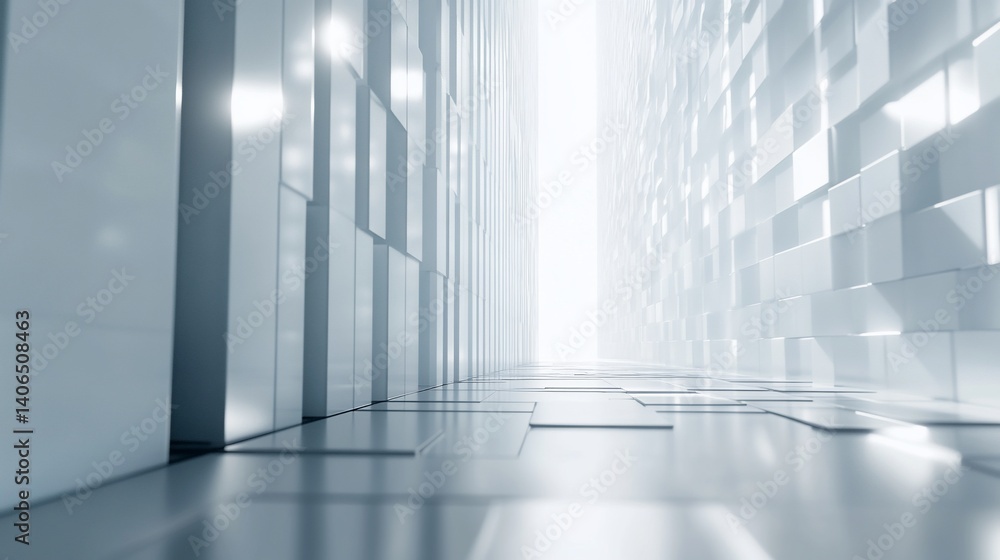 Poster abstract architectural design with geometric patterns and light reflections