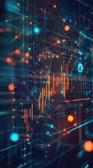 Obraz premium Abstract digital network with glowing lines and data points