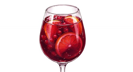Red fruit cocktail in wine glass
