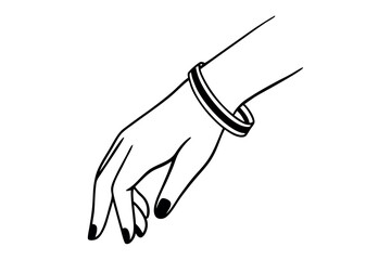 Beautiful Bracelet Line Drawing Vector Illustration