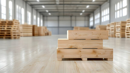 Wooden crates in a spacious warehouse logistics and supply chain management