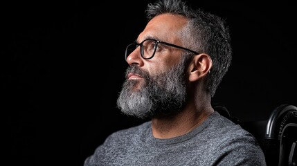 Thoughtful mature man portrait contemplative senior male profile wisdom and aging concept