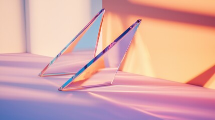 Geometric glass triangles in soft light
