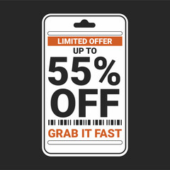 Modern Limited Offer Price Tag with 55% Discount