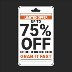 Modern Limited Offer Price Tag with 75% Discount