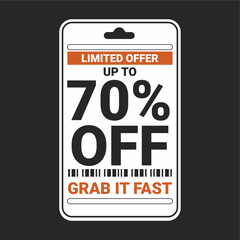 Fototapeta premium Modern Limited Offer Price Tag with 70% Discount