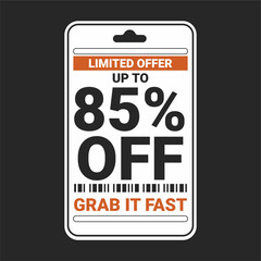 Modern Limited Offer Price Tag with 85% Discount