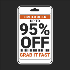Modern Limited Offer Price Tag with 95% Discount