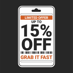 Modern Limited Offer Price Tag with 15% Discount