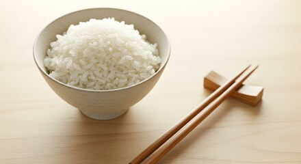 Japanese dry rice and chopsticks