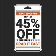 Modern Limited Offer Price Tag with 45% Discount