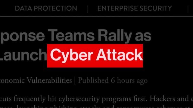 cyber attack news headline text animation