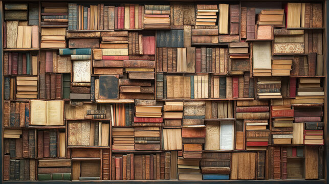A wall of rich, solid wood, meticulously crafted and adorned with a vast library of towering books, creating a haven of tranquility and scholarly pursuits 