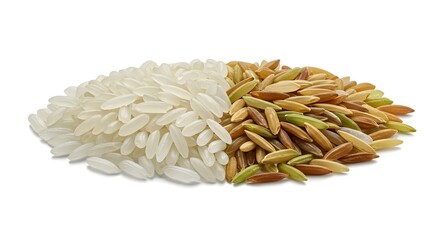 Obraz premium Thai Jasmine rice and unmilled rice isolated Rice photography