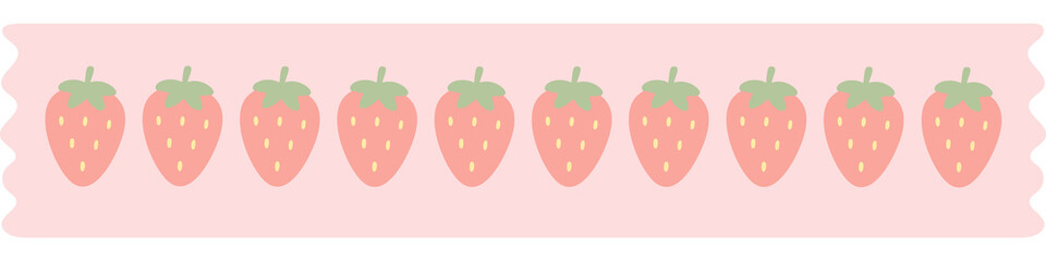 Strawberry Masking Tape on Pink Background
