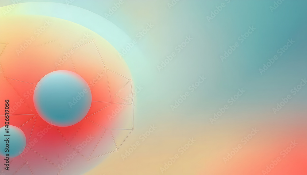 Poster abstract digital design with spheres and geometric patterns