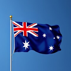 Fototapeta premium Waving Flag Against Sky Symbolizing Patriotism and Freedom, National Colors