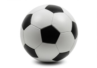 Obraz premium A close up shot of a black and white soccer ball on a plain white studio background showing detail