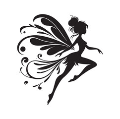 Beautiful fairy silhouette vector illustration