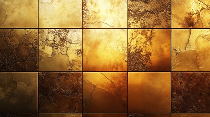 Opulent Golden Tilework: Luxury Abstract Background with Reflective Geometric Texture