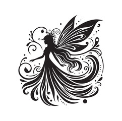 Beautiful fairy silhouette vector illustration