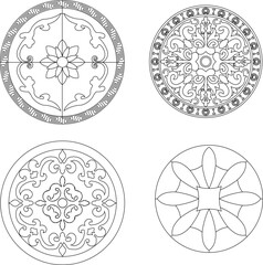silhouette design vector illustration sketch drawing ornament decoration decoration mandala rosette background pattern seamless abstract modern classic vintage ethnic traditional 