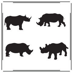 Rhinoceros silhouette, Rhinoceros illustration , Rhinoceros clipart, Rhinoceros vector , Rhinoceros icon , black Rhinoceros, Rhinoceros illustration on white background,