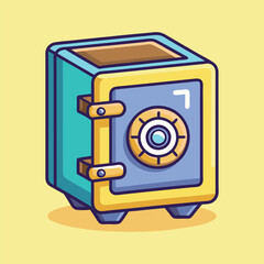 safe deposit box cartoon vector icon illustration