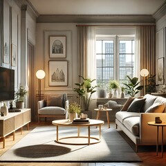 a luxurious and minimalist living room interior