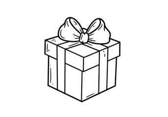 Obraz premium Minimalistic line drawing of a gift box with a bow, clean, elegant, and sophisticated style.