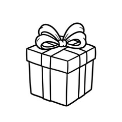Minimalistic line drawing of a gift box with a bow, clean, elegant, and sophisticated style.