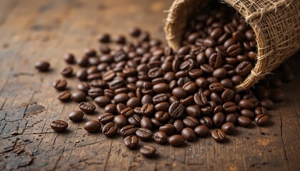 Obraz premium 深煎りコーヒー豆 溢れる香ばしい香り