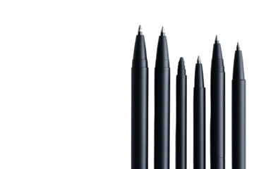 Sleek Black Pens Set Against Black Background Minimalist Design Product Photography