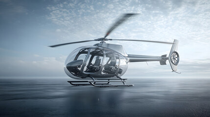 Naklejka premium A sleek futuristic helicopter with a fully transparent glass body offering a 360 degree panoramic view for passengers