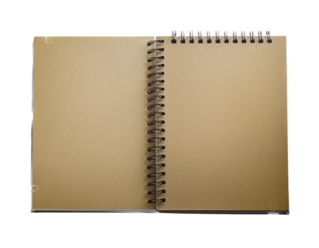 A rectangular sketchbook with folded edges. Or ring notebook, transparent background