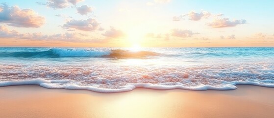 Obraz premium Beach sunrise with waves