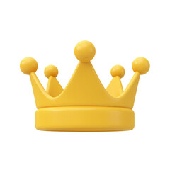 A bright yellow cartoon crown isolated on a transparent background this 3d rendered image is perfect for websites game design children's books and more