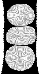 Minimalist Black and White Tree Rings Graphic on Vertical Arrangement
