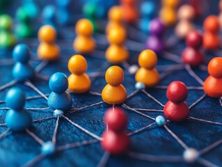 Networked Collaboration: A Visual Representation of Interconnectedness and Teamwork with Colorful Figures and Strategic Connections for Business