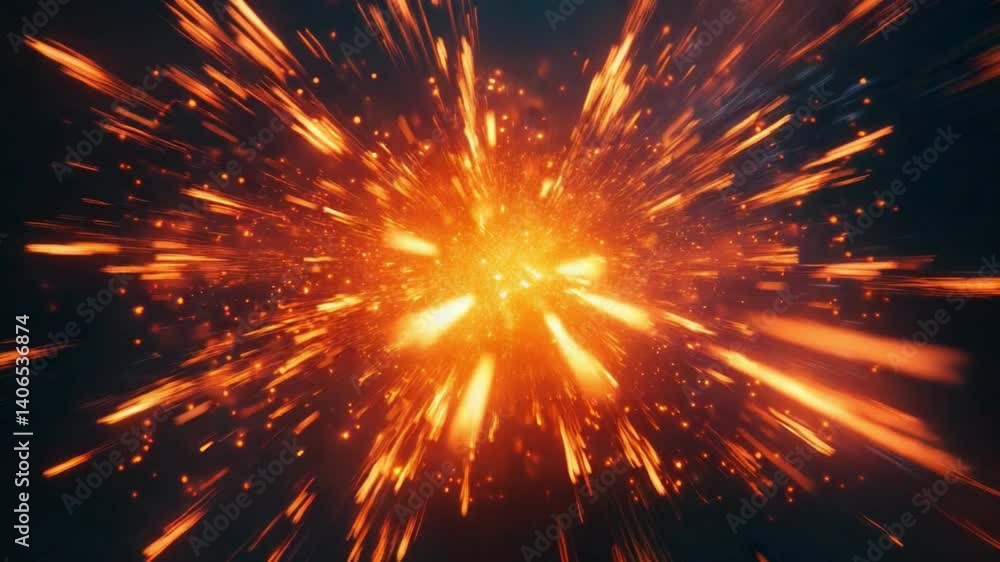 Poster captivating vibrant explosion of fiery sparks radiates energy and intensity, creating dynamic visual