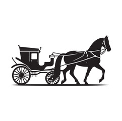 Horse and carriage silhouette vector illustration