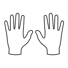 Fototapeta premium Vector Illustration of Medical Gloves, equipment or property in the medical field, rubber clothing for protection against bacteria and viruses, line icon style. 