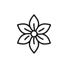 Simple Floral Vector Icon With Six Petals And Round Center Detailed