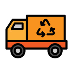 Trash Pickup Truck Vector Filled Icon Design
