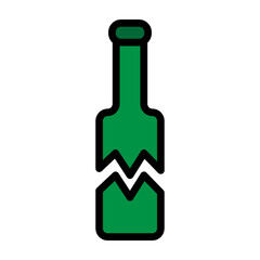 Broken Bottle Vector Filled Icon Design