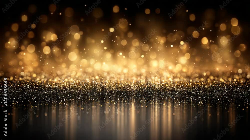 Aufkleber elegant dark background with glittering golden specks and bokeh lights, creating an atmosphere of fe
