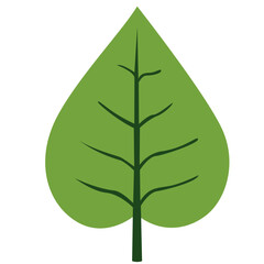 A flat design green leaf illustration with clean lines, perfect for eco-friendly, botanical, or nature-themed projects, icons, or digital artwork.