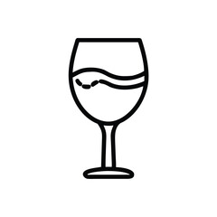 Minimalist Outline Illustration Of Wine Glass Filled With Liquid Beverage