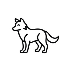 Minimalist Line Art Illustration Of A Wolf Standing In Profile Design