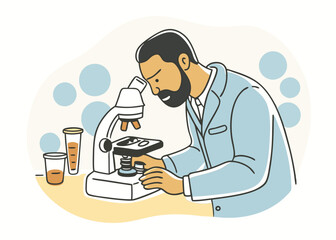 Scientist Using Microscope for Research in Lab